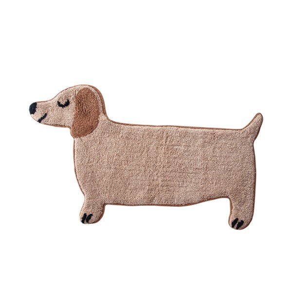 Bézs textil fürdőszobai kilépő 47x80 cm Sausage Dog – Sass & Belle