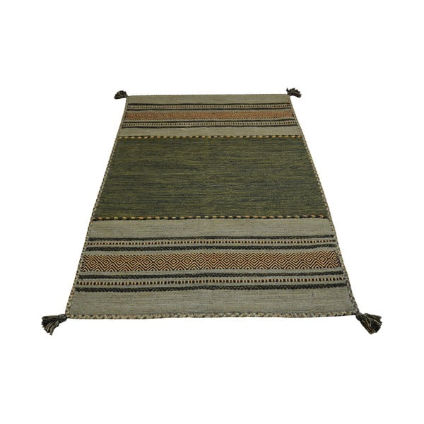 Antique Kilim zöld-barna pamut szőnyeg, 60 x 200 cm - Webtappeti