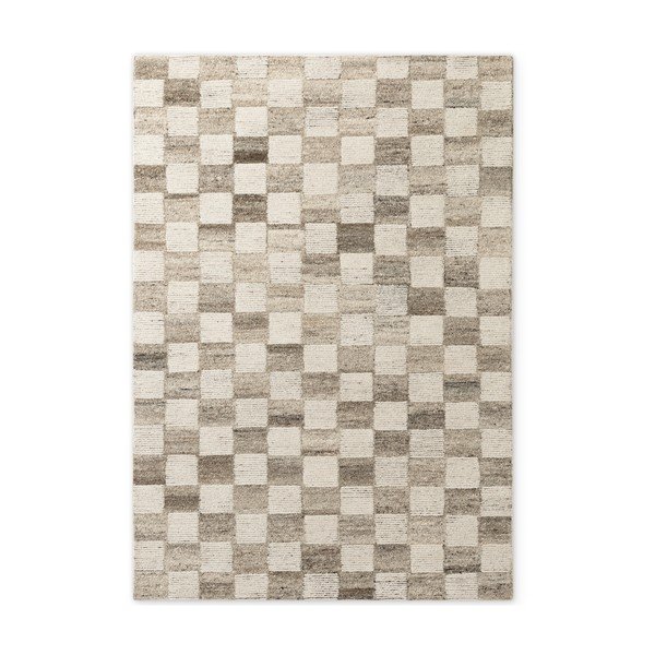 Krémszínű kézi szövésű gyapjú szőnyeg 80x150 cm Boho 1.0 Quadra – Vikosa