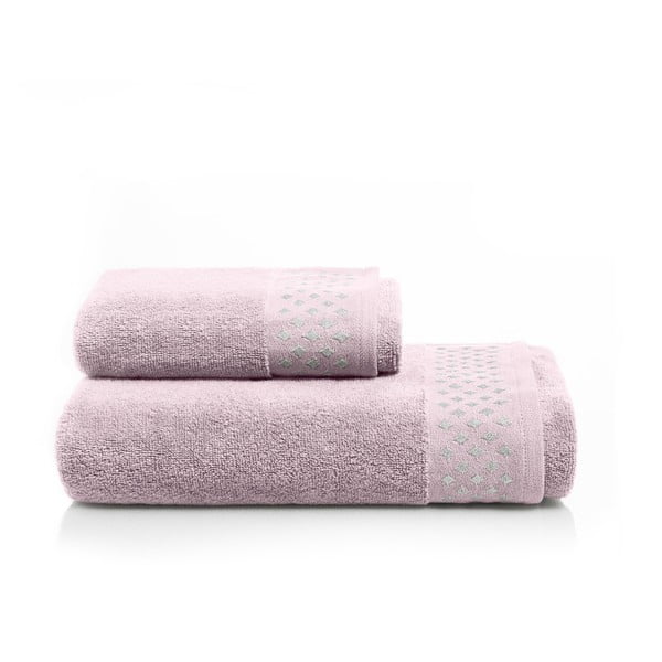 Lazio világos rózsaszín pamut törülköző és fürdőlepedő szett - Maison Carezza