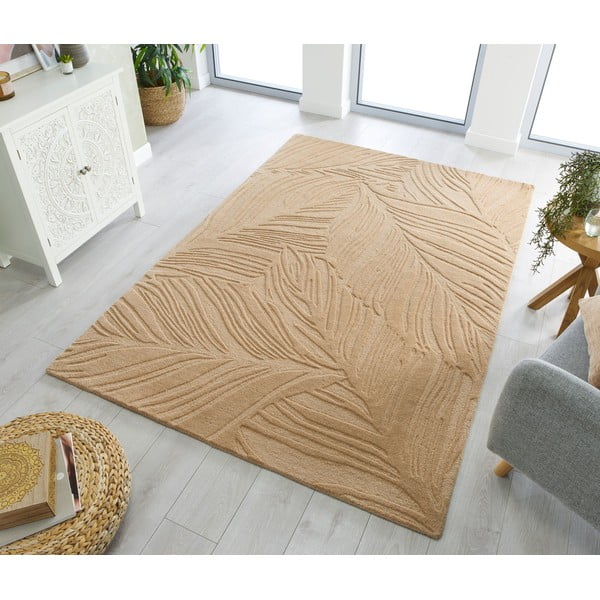 Lino Leaf világosbarna gyapjú szőnyeg, 120 x 170 cm - Flair Rugs-image-1