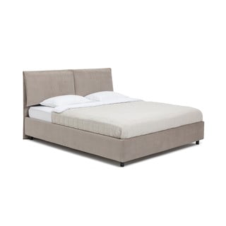 Szürkésbarna kárpitozott ágyneműtartós franciaágy ágyráccsal 160x200 cm Myra Pillow – Bonami Selection