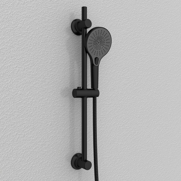 Fekete öntapadós rozsdamentes acél zuhanytartó 70 cm – Wenko-image-1