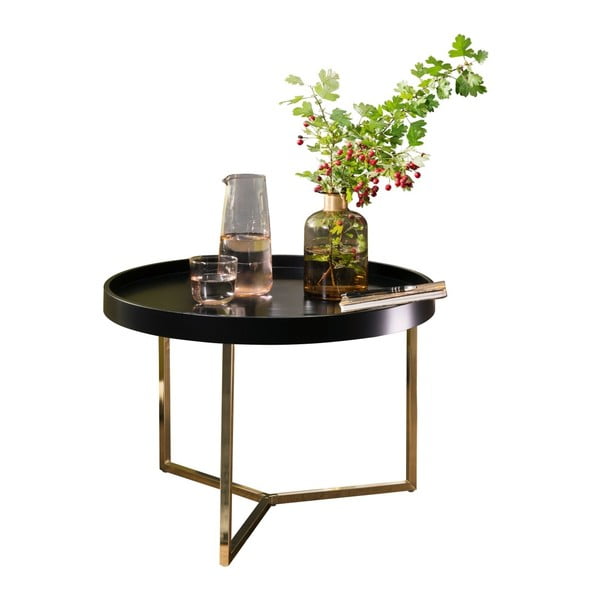 Wohnling Eva fekete tárolóasztal aranyszínű lábakkal, 58,5 cm - Skyport