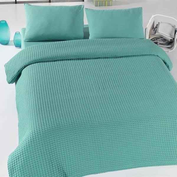 Green Pique zöld könnyű ágytakaró, 200 x 230 cm