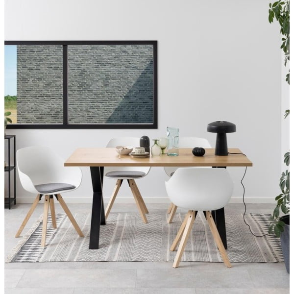 Fehér-szürke kárpitozott karfás étkezőszék szett 2 db-os Tina – Actona-image-1