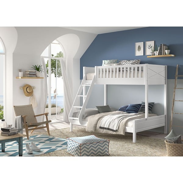 Fehér emeletes gyerekágy 140x200-90x200 cm Scott - Vipack-image-3