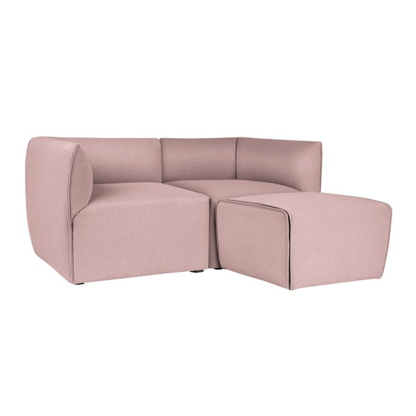 Ollo rózsaszín 2 személyes moduláris kanapé fekvőfotellel - Norrsken