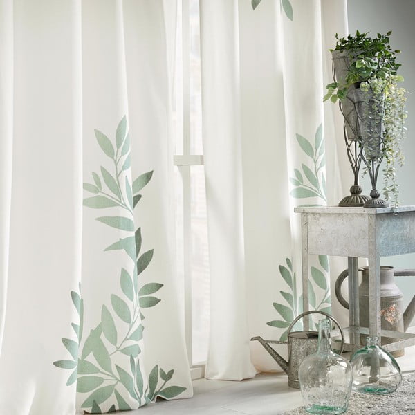 Fehér-zöld függöny 140x260 cm Nymphea – douceur d'intérieur-image-3