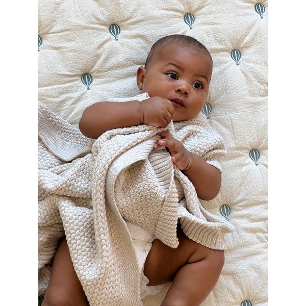 Világossárga-kék bio pamut steppelt gyerek takaró 90x120 cm Balloon – Cam Cam Copenhagen-image-2