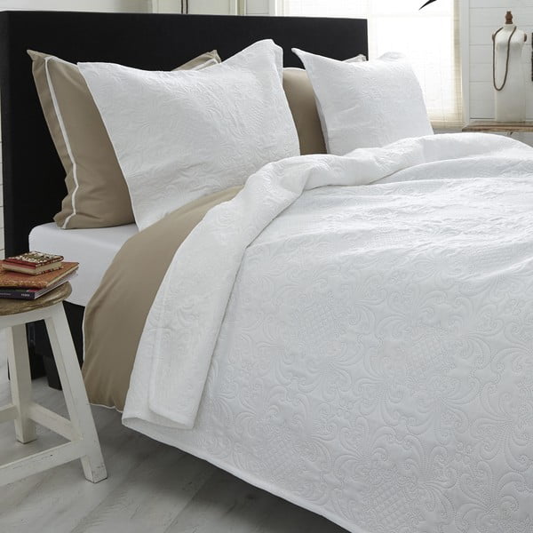 Clara fehér kétszemélyes perkál ágytakaró, 2 párnahuzattal, 260 x 250 cm - Sleeptime