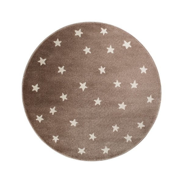 Stars barna, kerek szőnyeg csillag mintával, 80 x 80 cm - KICOTI