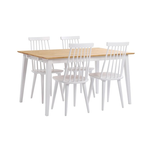 Mimi tölgyfa étkezőasztal fehér lábakkal, 140 x 90 cm - Rowico-image-3