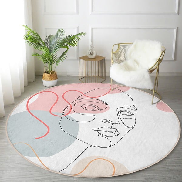 Fehér mosható-robotporszívóval tisztítható kerek szőnyeg ø 120 cm Comfort – Mila Home-image-1