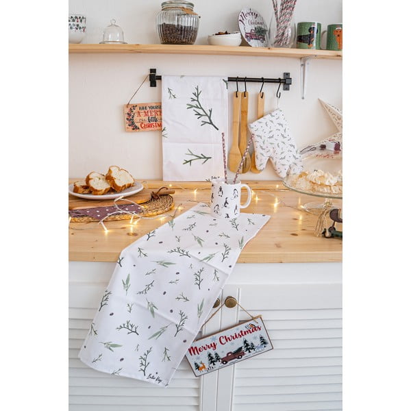 Pamut konyharuha szett karácsonyi mintával, 2 db-os 50x70 cm Delicate Green – Butter Kings-image-1