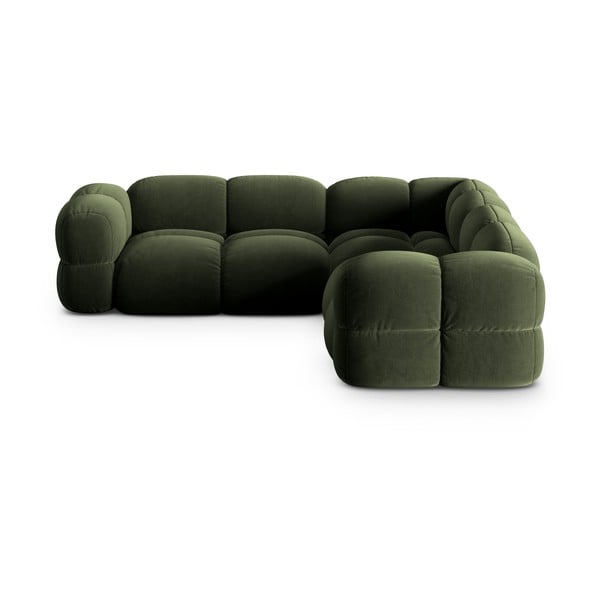 Zöld bársony sarokkanapé Loretto – Cosmopolitan Design