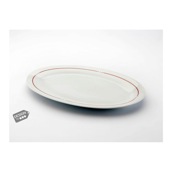 Warn porcelán szervírozó tányér piros csíkkal - Versa