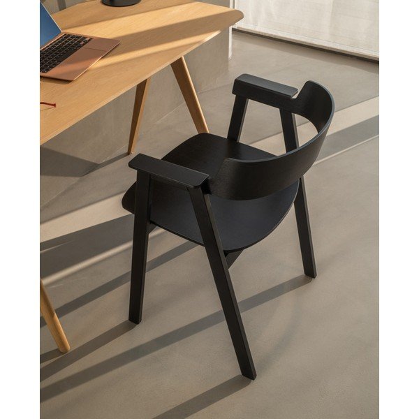 Fekete tölgyfa karfás étkezőszék Flip – Gazzda-image-1