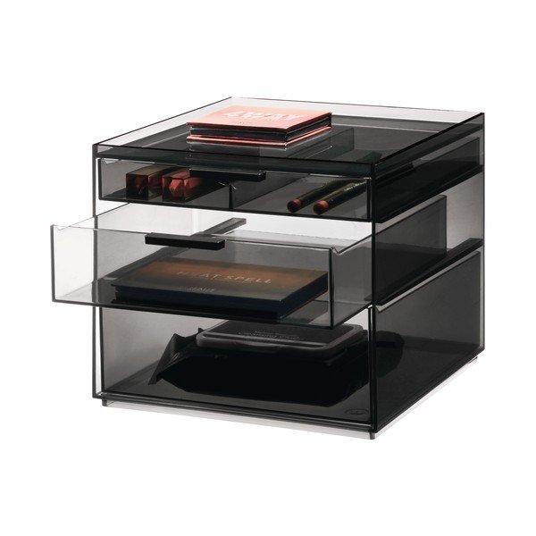 Matt fekete újrahasznosított műanyag fürdőszobai rendszerező kozmetikumokhoz – iDesign-image-3