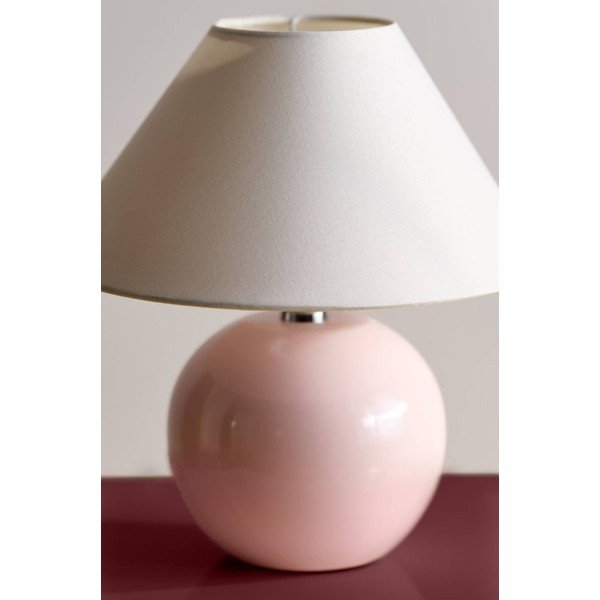 Világos rózsaszín-krémszínű kerámia asztali lámpa (magasság 29 cm) Karamell – Jotex-image-2