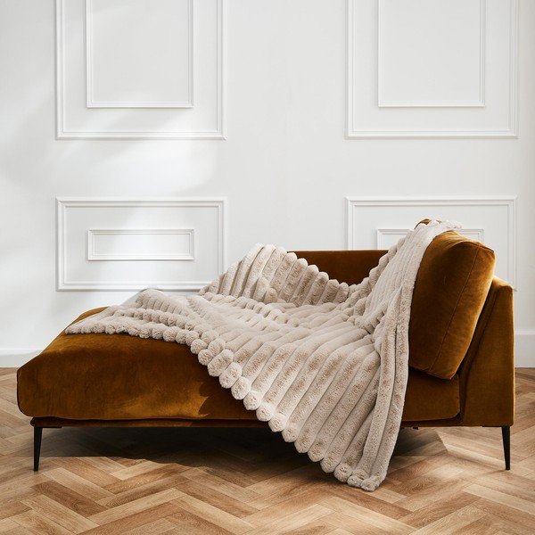 Bézs mikroplüss takaró 180x220 cm Boudoir – douceur d'intérieur-image-3