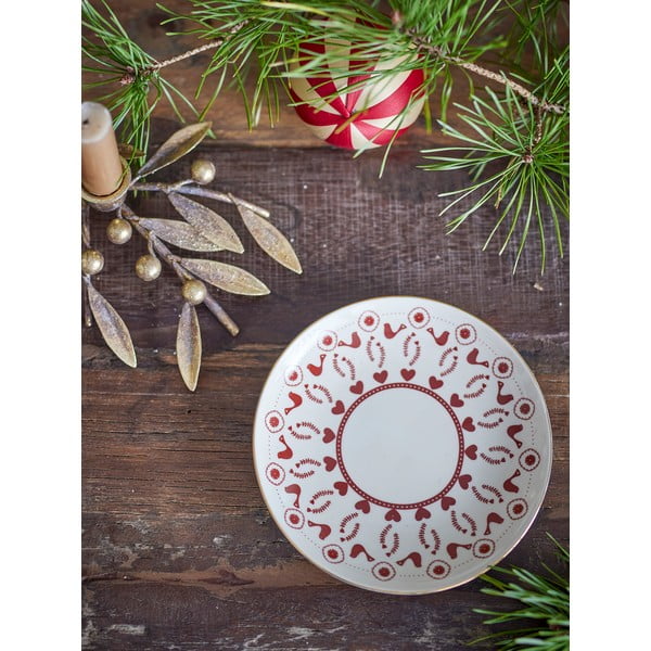 Krémszínű agyagkerámia desszertes tányér karácsonyi mintával ø 16 cm Jolly – Bloomingville-image-1