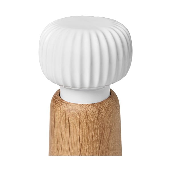Hammershoi tölgyfa fűszerörlő, fehér porcelán részletekkel, magasság 13 cm - Kähler Design-image-2