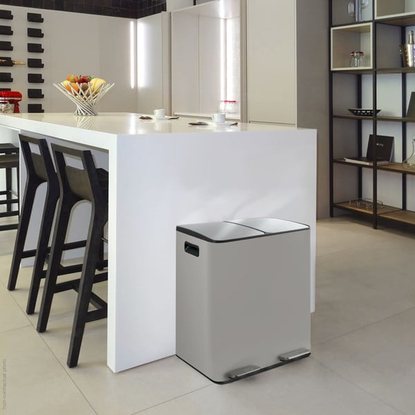 Szürkésbarna acél szelektív pedálos szemetes 2x20 l   Aliya – Spirella-image-1