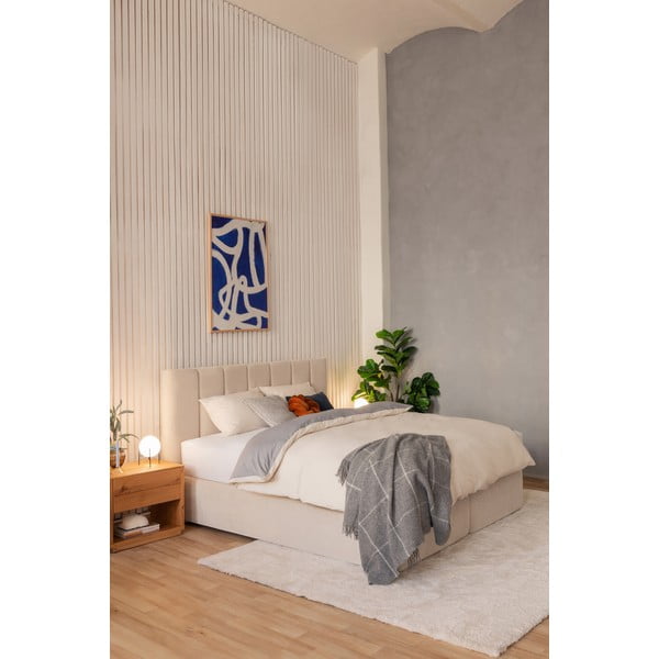 Bézs boxspring ágy 180x200 cm Olia Bold Line – Bonami Selection-image-1