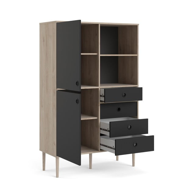 Rome fekete könyvvespolc tölgyfa dekoros kerettel, 99 x 154 cm - Tvilum-image-3