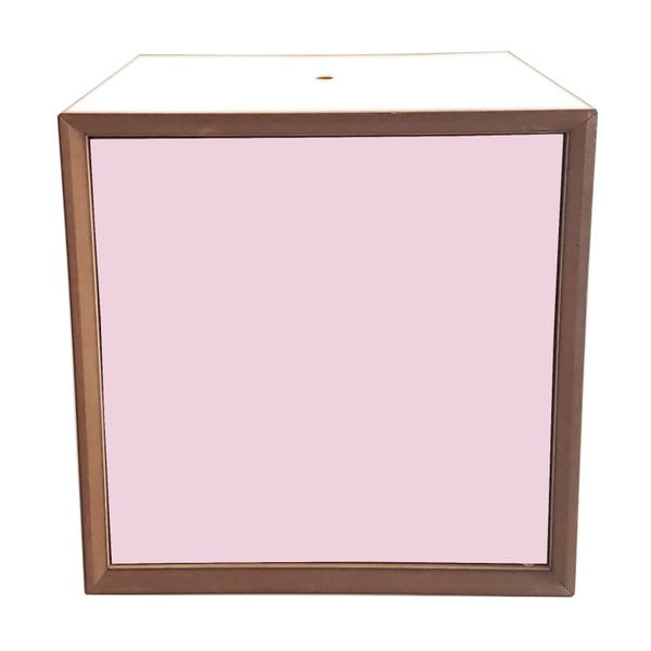 PIXEL kocka polcokkal, fehér kerettel és rózsaszín ajtóval, 40 x 40 cm - Ragaba