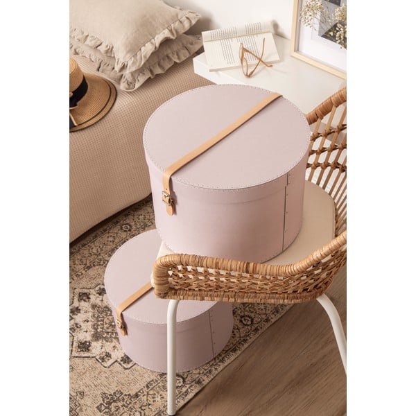 Világos rózsaszín fedeles karton tárolódoboz szett 2 db-os ø 37,5x25 cm Rut Restore Paper Laminate – Bigso-image-2