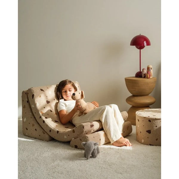 Világosbarna buklé-zsenília gyerek fotel Terrazzo Moon – Wigiwama-image-4