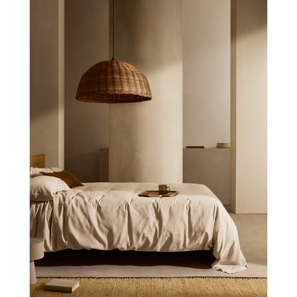 Szürkésbézs egyszemélyes hosszabbított lenkeverék ágyneműhuzat 150x220 cm Simmel – Kave Home-image-3