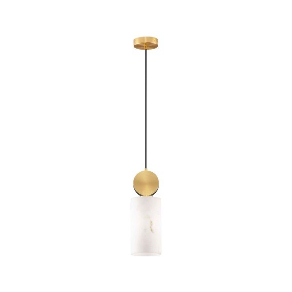 Krémszínű-sárgaréz színű függőlámpa kő dekorral ø 12 cm Maru – Nova Luce