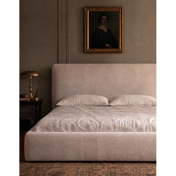 Bézs kárpitozott ágyneműtartós franciaágy ágyráccsal 160x200 cm Colonel – Cosmopolitan Design-image-3