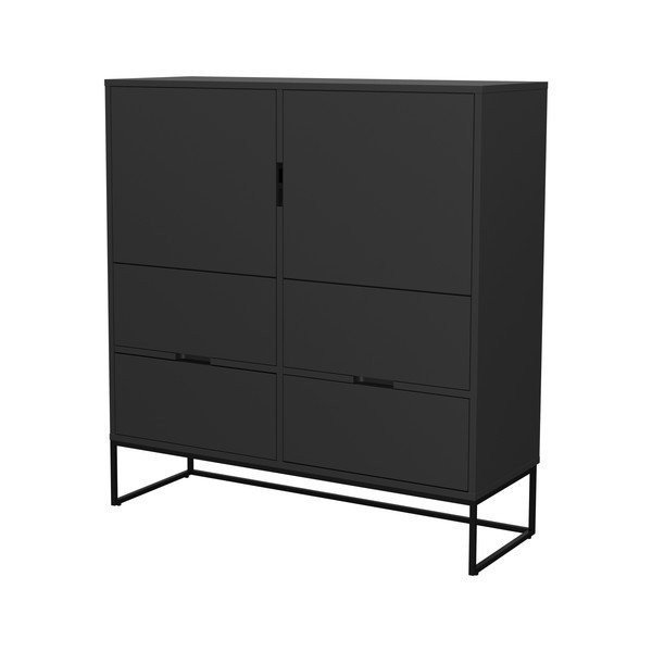 SHADOW Lipp fekete kétajtós tálalószekrény 4 fiókkal, magasság 127 cm - Tenzo-image-3