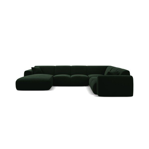 Sötétzöld bársony (U alakú) sarokkanapé Molino – Micadoni -image-1