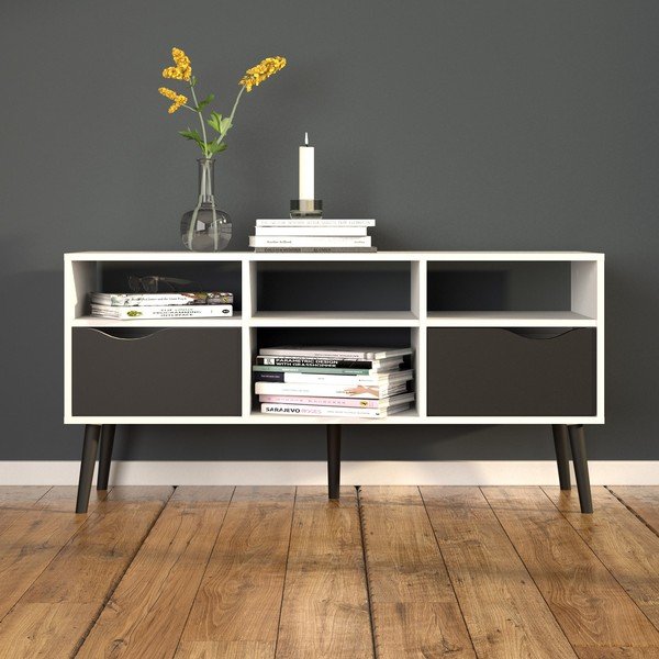 Oslo fekete-fehér TV-állvány, 117 x 57 cm - Tvilum-image-1