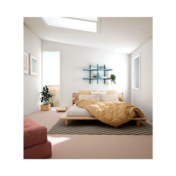 Borovi fenyő franciaágy ágyráccsal 140x200 cm Peek – Karup Design-image-1