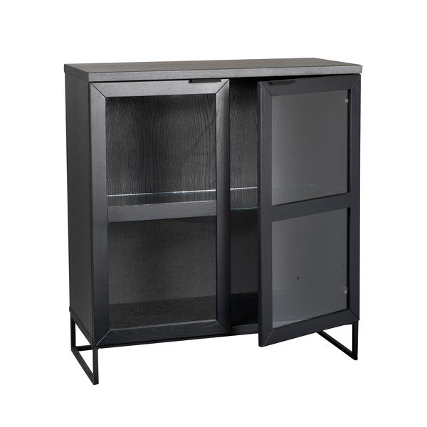 Fekete tölgyfa tálalószekrény 95x105 cm Everett - Rowico-image-1