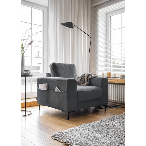 Sötétszürke kordbársony fotel Lofty Lilly – Miuform-image-2