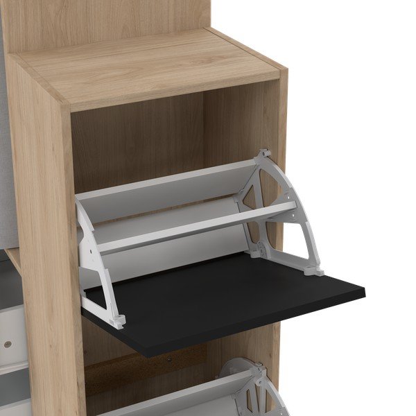 Fekete-natúr színű előszoba bútor tölgyfa dekorral Kit – Tvilum-image-1