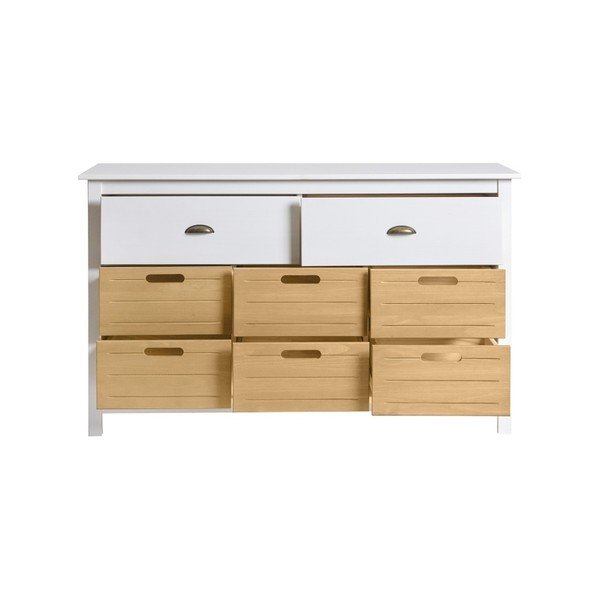 Ibiza fehér 8 fiókos komód tömör borovi fenyőből - Marckeric-image-3