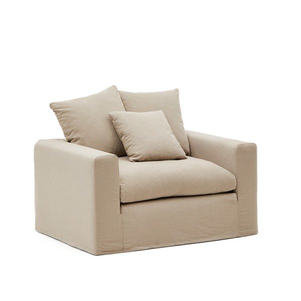 Bézs len fotel Nora – Kave Home