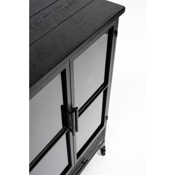 Fekete fém tálalószekrény 65x105 cm Ferre – White Label-image-3