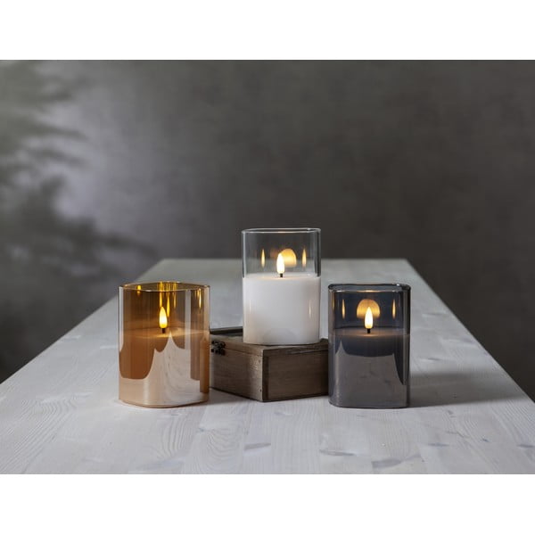 Flamme szürke LED viaszgyertya üvegben, magasság 12,5 cm - Star Trading-image-3