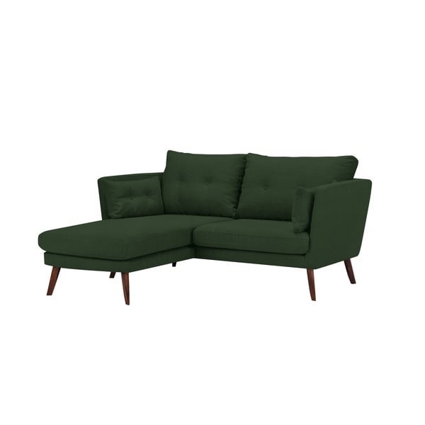 Elena zöld háromszemélyes kanapé, fekvőfotellel a bal oldalon - Mazzini Sofas