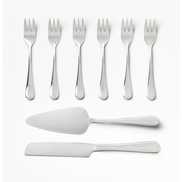 Fehér-ezüstszínű rozsdamentes acél desszertes villa szett The Essentials Cake Tools – Printworks