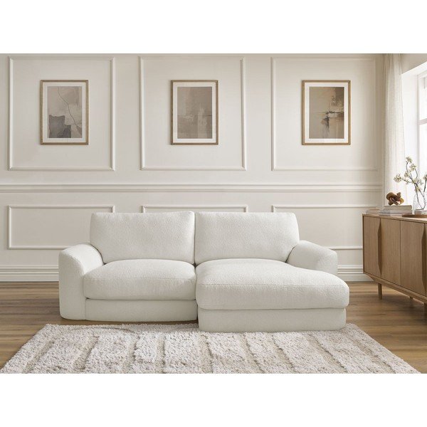 Fehér buklé sarokkanapé (jobb oldali-heverő résszel) Leonore – Bobochic Paris-image-1